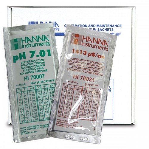 HI-77100P 1413 uS/cm & pH7 Solution, 20ml x 10 pad each